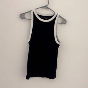 Abercrombie & Fitch A&F Essentials Ribbed Black Tank Top with White Trim